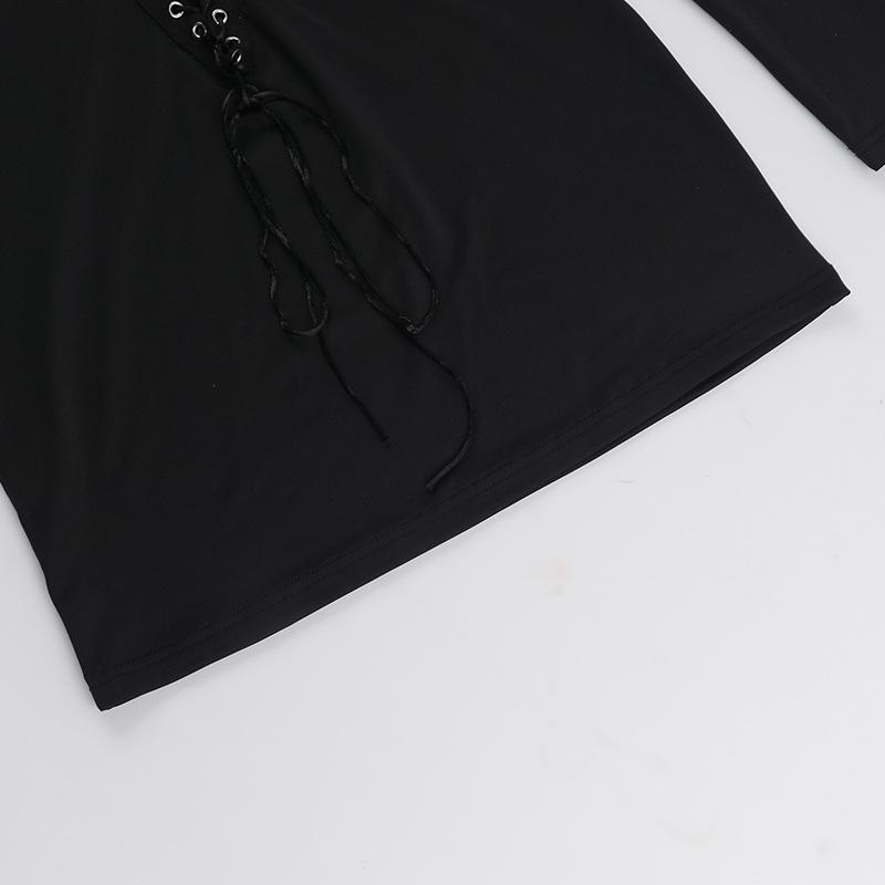 Long sleeve lace up mini dress