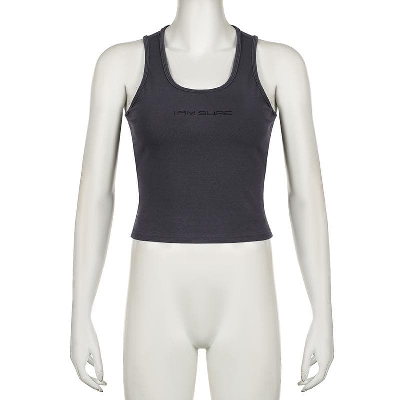 U neck letter print sleeveless tank top
