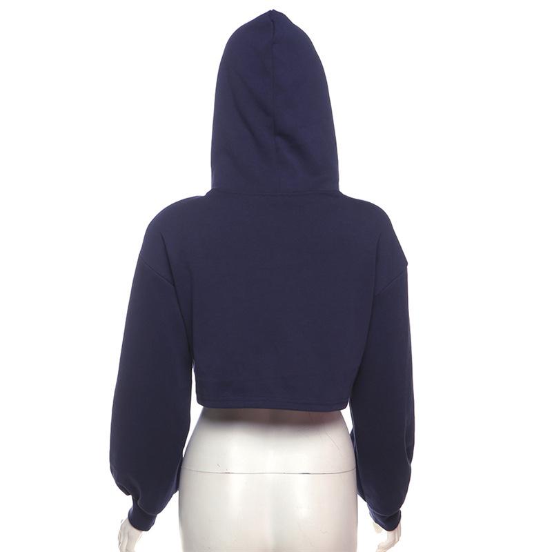 Hoodie long sleeve drawstring crop top