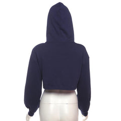 Hoodie long sleeve drawstring crop top