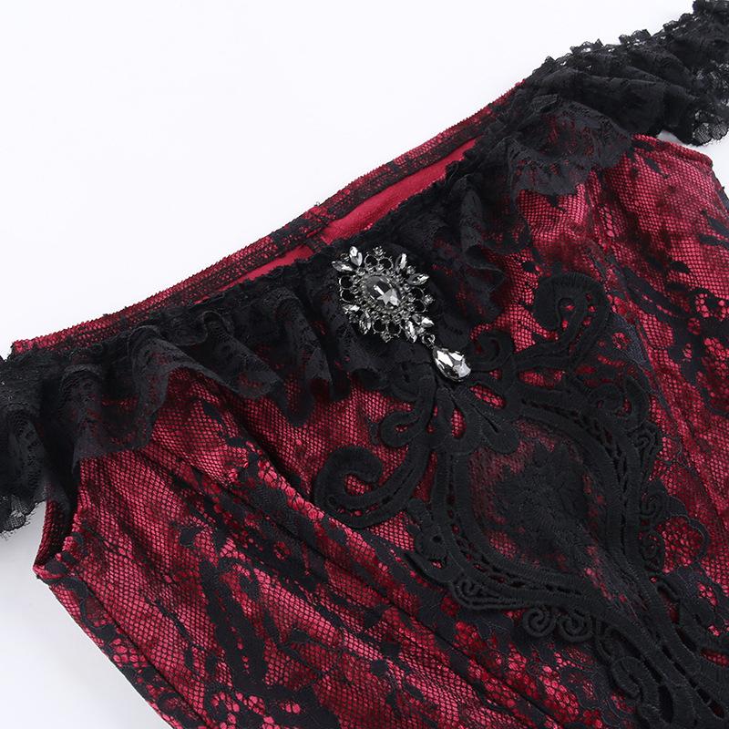 Velvet lace hem corset cami top