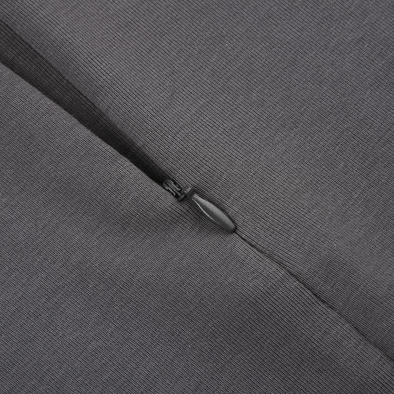 Zip-up long sleeve stitch solid high neck top
