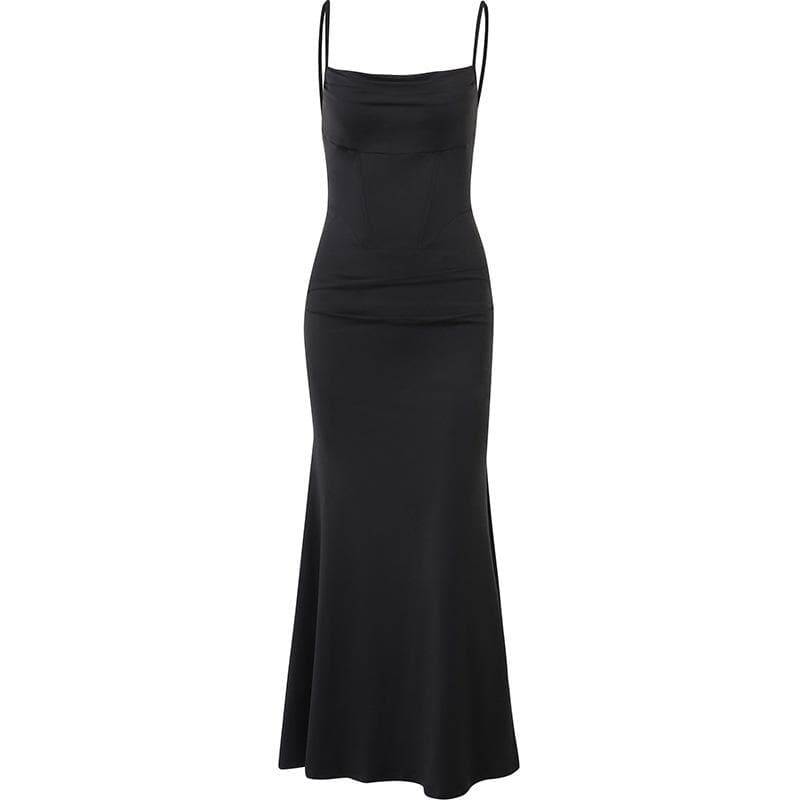 Solid cowl neck backless cami dress  | red tango dress