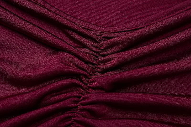 Ruched solid backless cross back v neck lace up maxi dress  | red tango dress