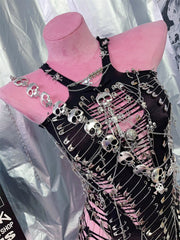 Skull metal chain hollow out top