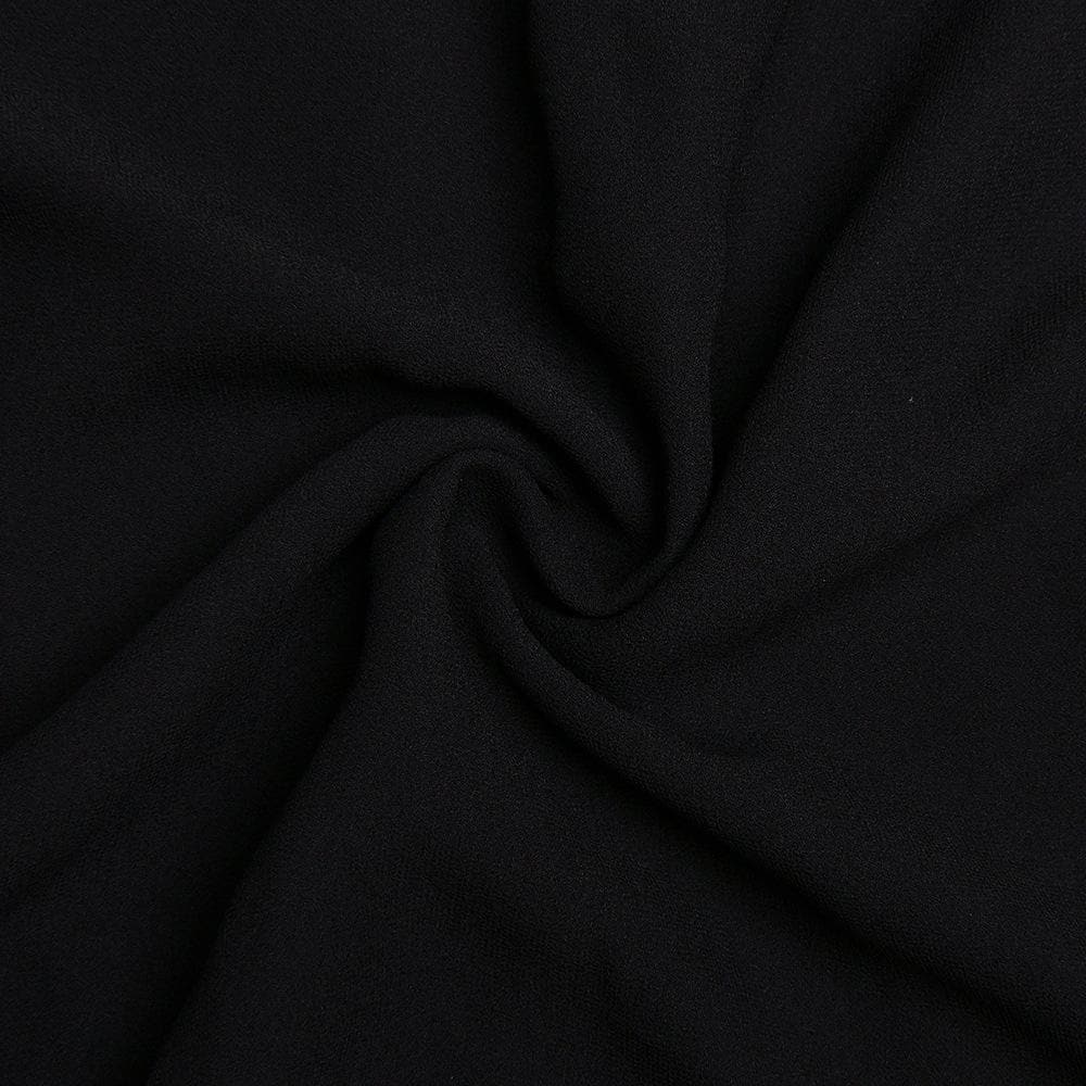 Flower applique v neck ruched zip-up cross back maxi dress  | black rave dress  | black rave dress