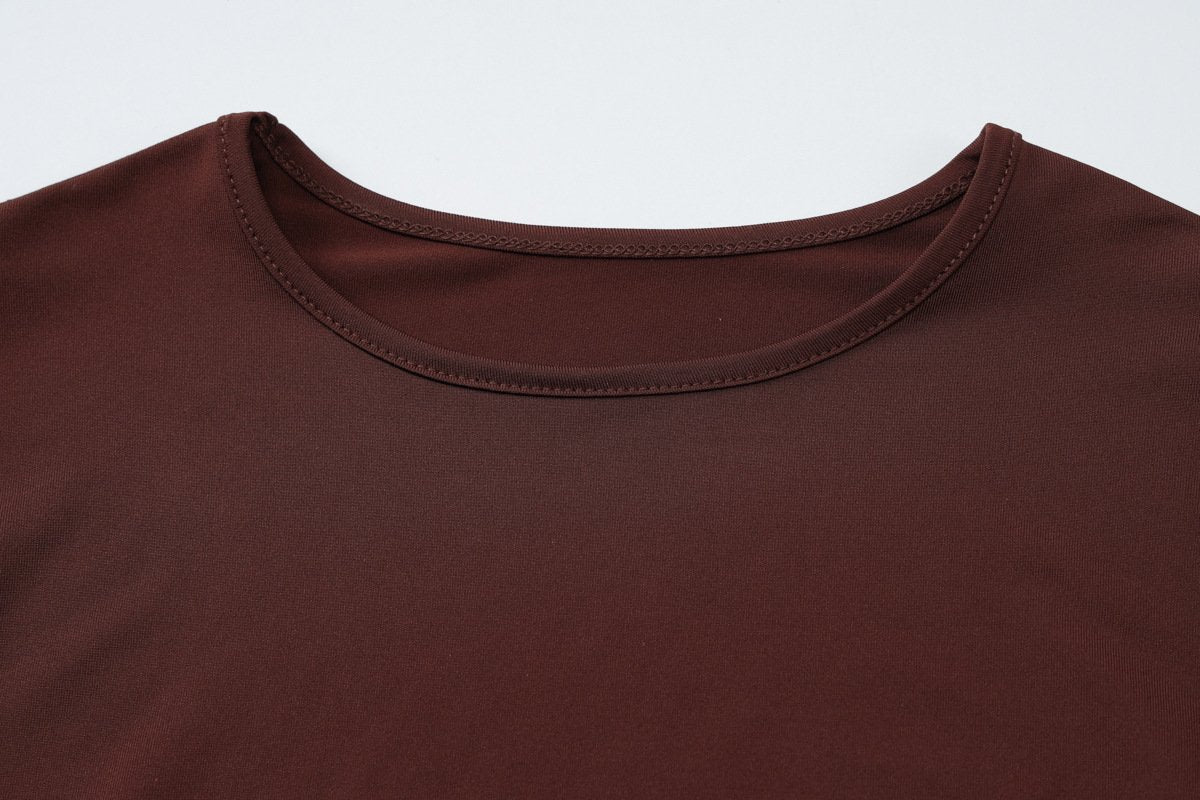 Long sleeve crewneck hollow out knotted top