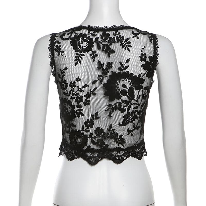 Deep v neck lace self tie button ruffle top