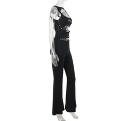 Sleeveless hollow out o ring jumpsuit