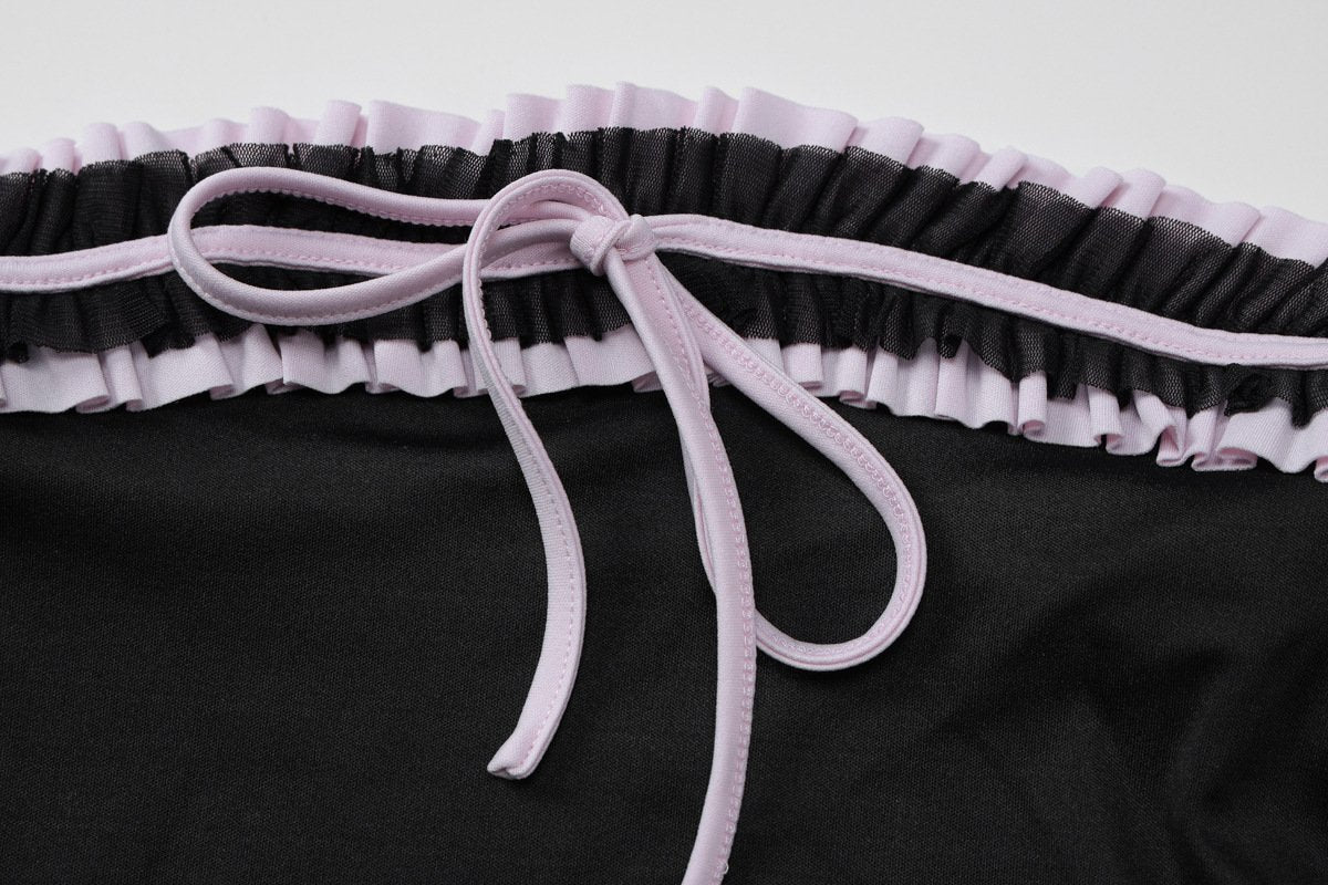 Ruffle ruched knotted stitch cami pant set