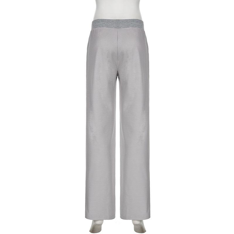 Striped self tie straight leg pant
