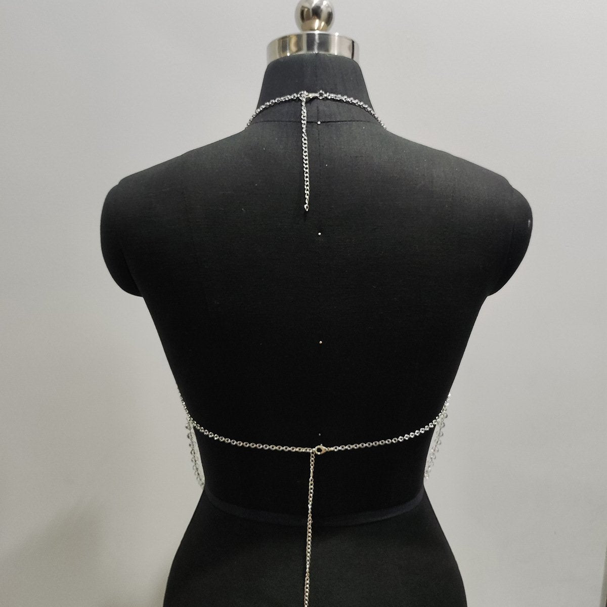 Halter layered pendant beaded backless top