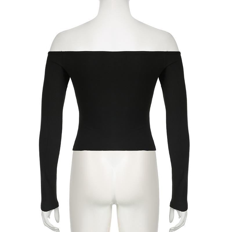 Long sleeve off shoulder "09" pattern top