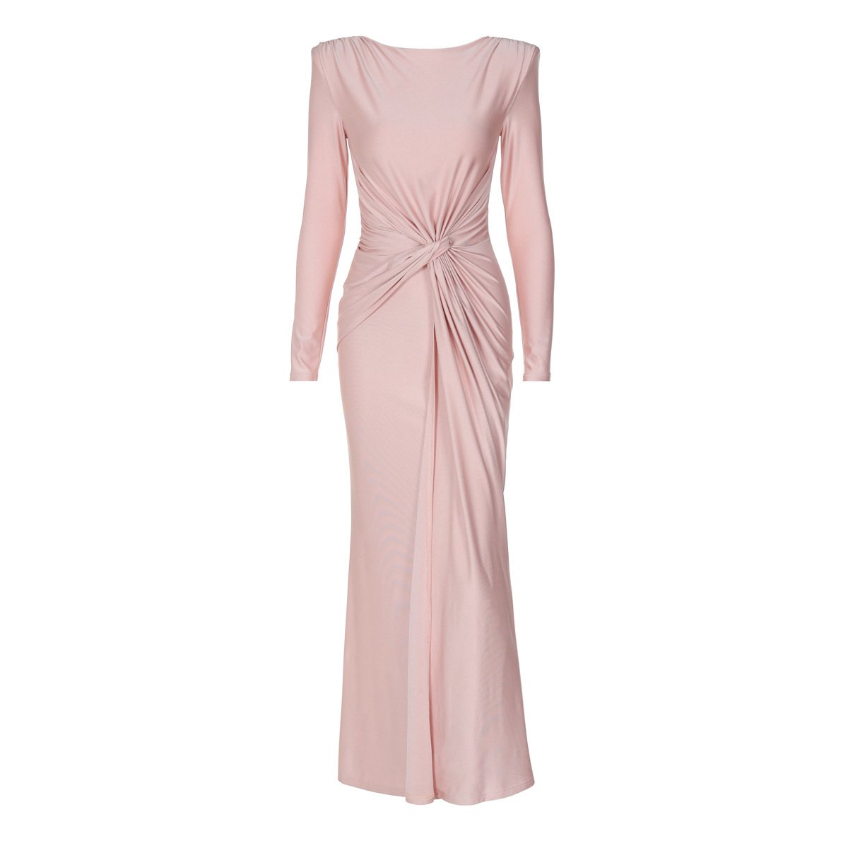 Long sleeve padded ruched maxi dress  | red tango dress