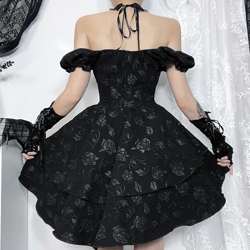 Short sleeve halter off shoulder butterfly flower pattern lace mini dress