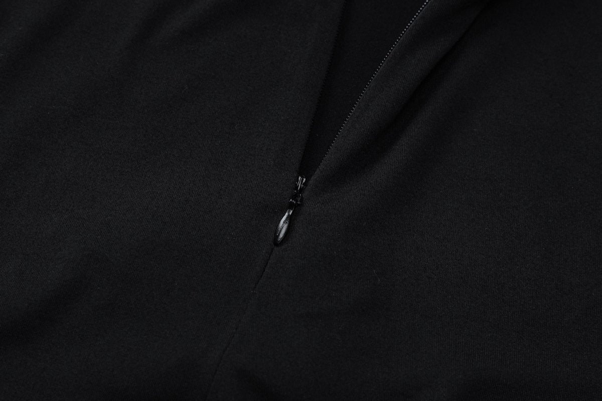 Turnover collar long sleeve zip-up button bodysuit