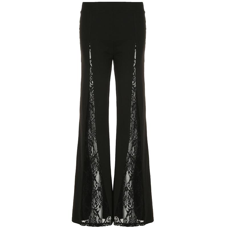 Lace patchwork medium rise pant