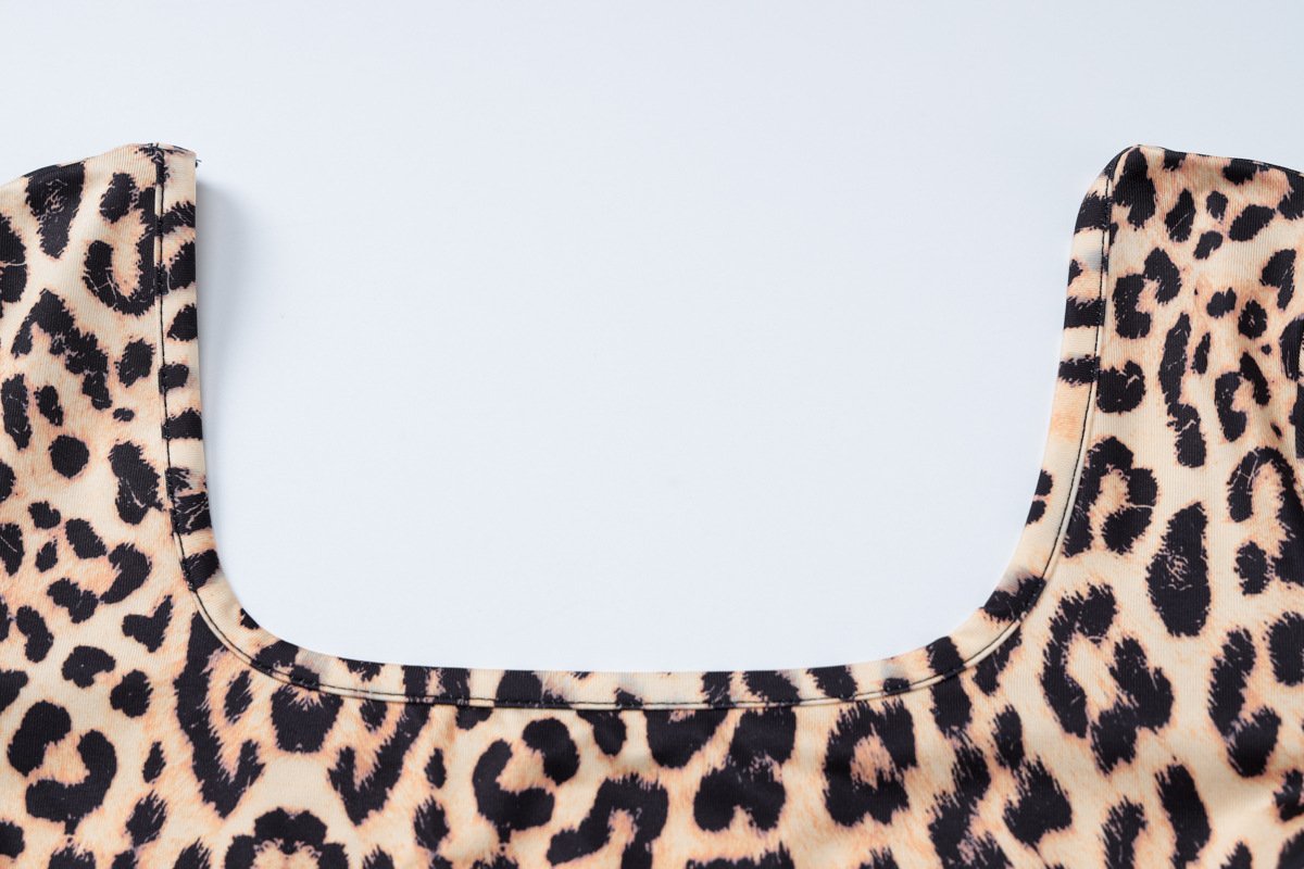 Leopard print u neck high rise pant set