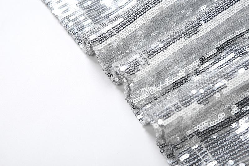 Glitter square neck hollow out metallic midi dress