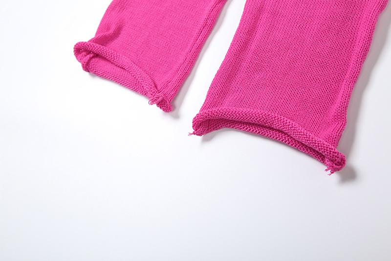Long sleeve shrug halter knitted hollow out jumpsuit