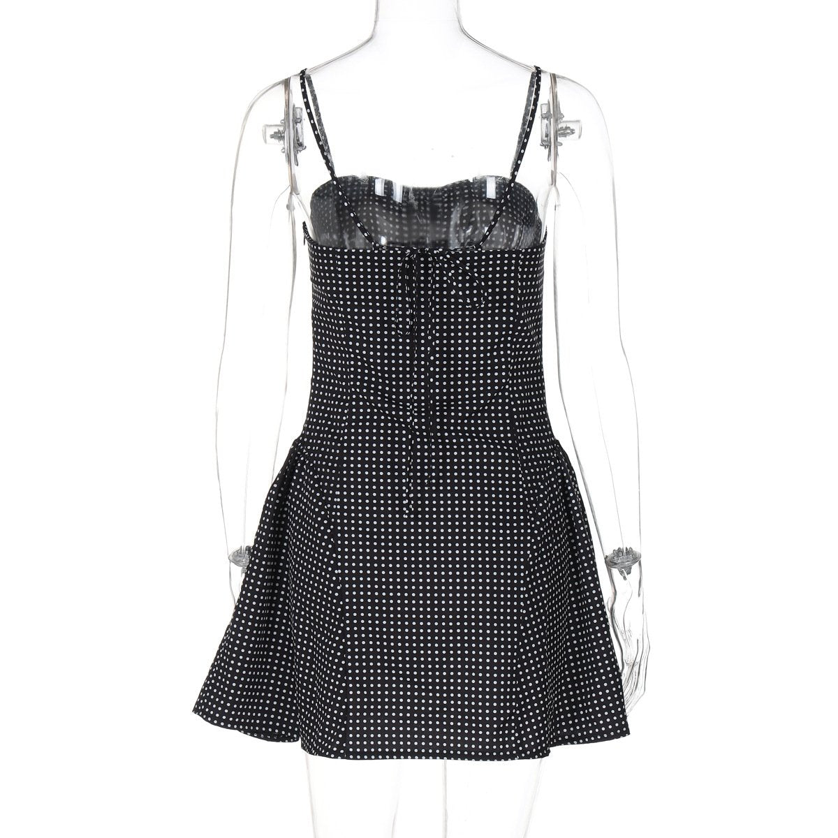 Polka dot button ruched cami mini dress