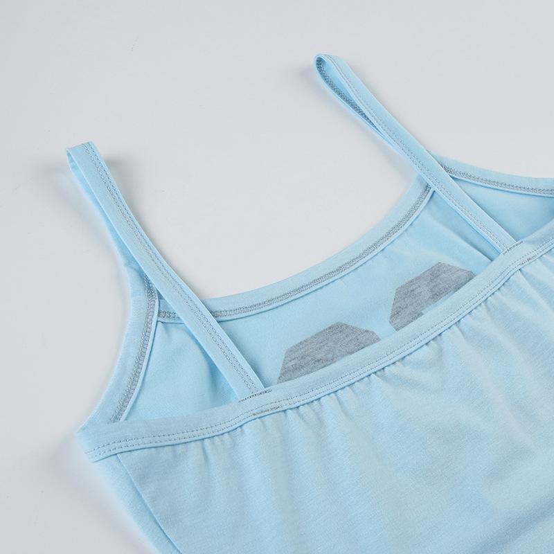 U neck â€?0â€?print contrast backless cami top