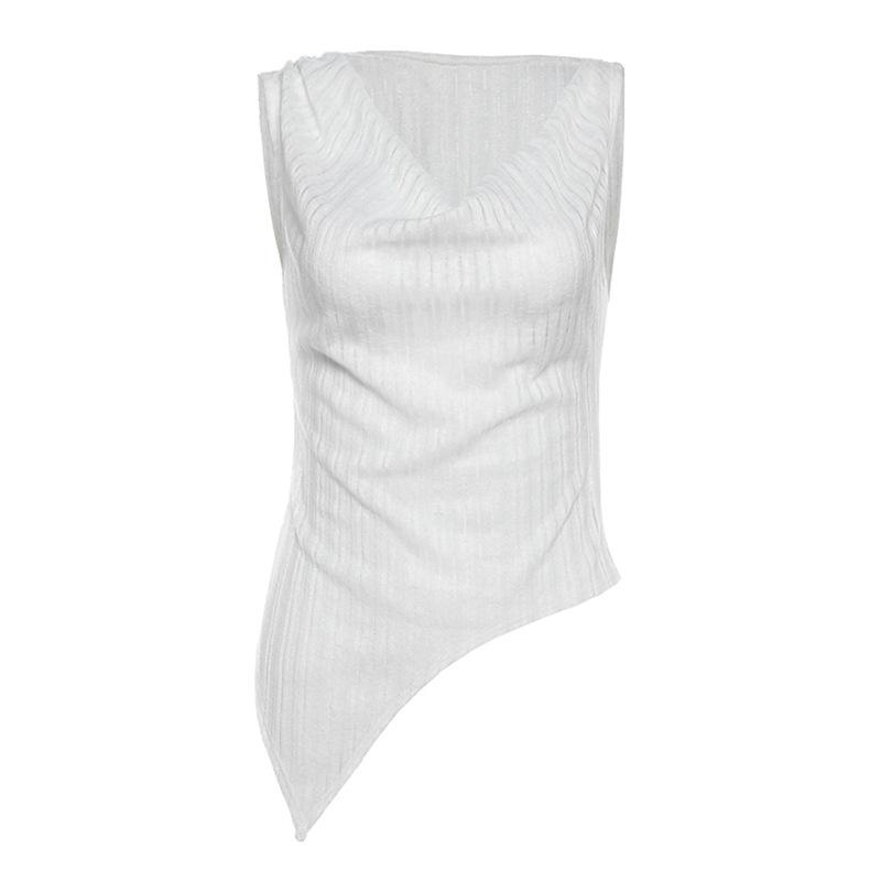 Cowl neck textured irregular solid top