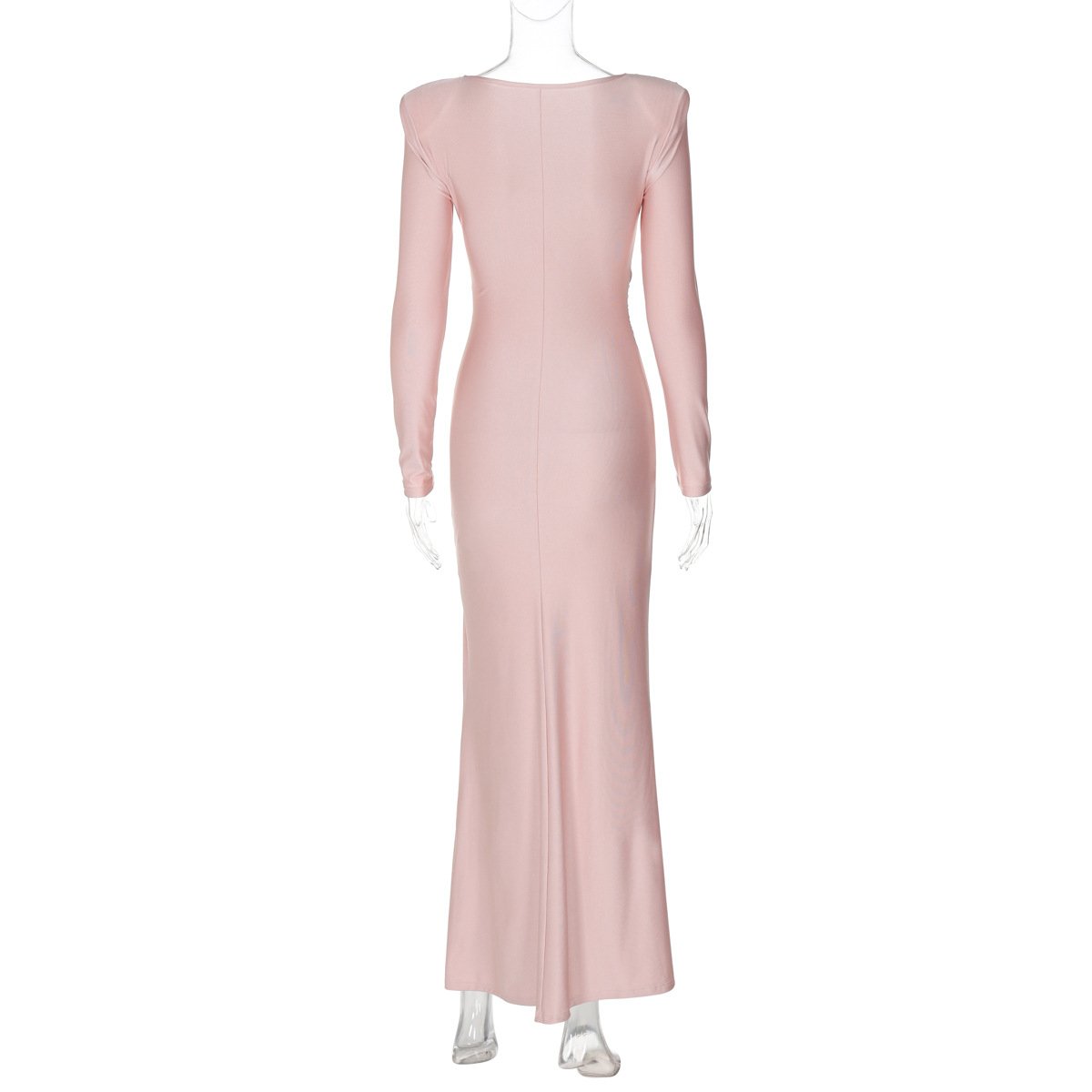 Long sleeve padded ruched maxi dress  | red tango dress