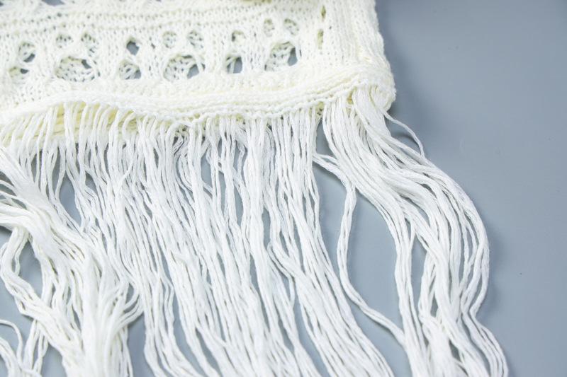 Sweetheart neck off shoulder tassels knitted maxi dress