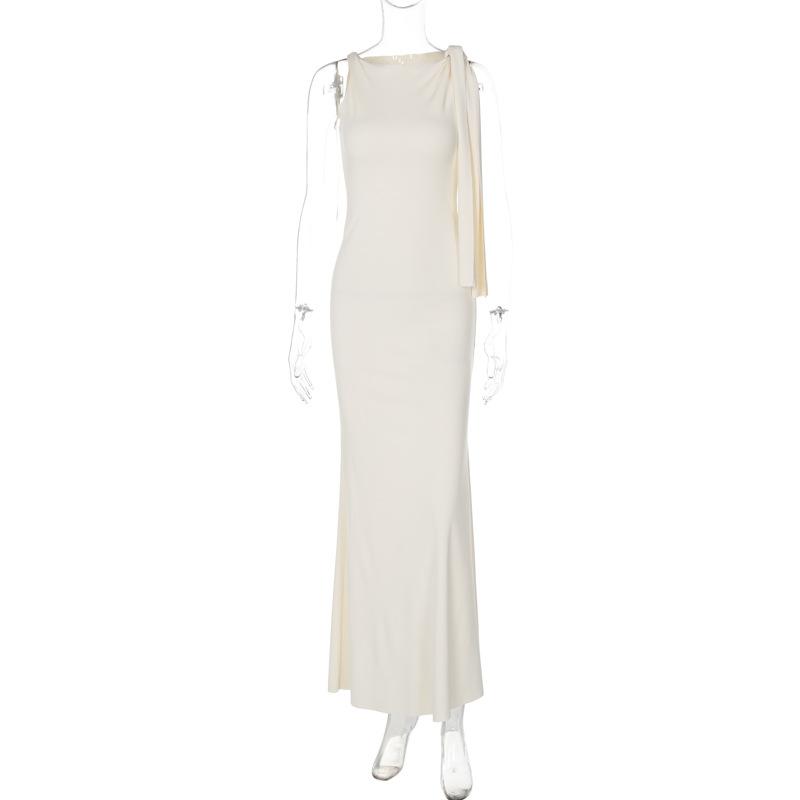 Ruffle irregular ruched 2-way maxi dress