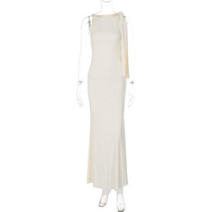 Ruffle irregular ruched 2-way maxi dress