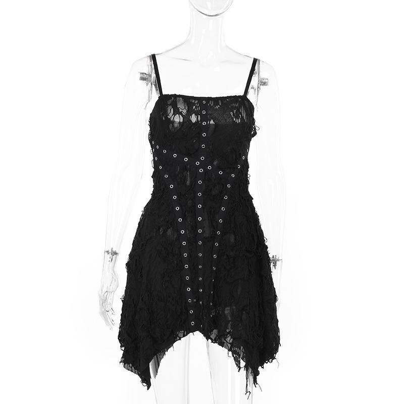 Square neck ruffle textured cami mini dress