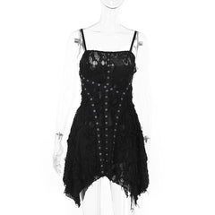 Square neck ruffle textured cami mini dress