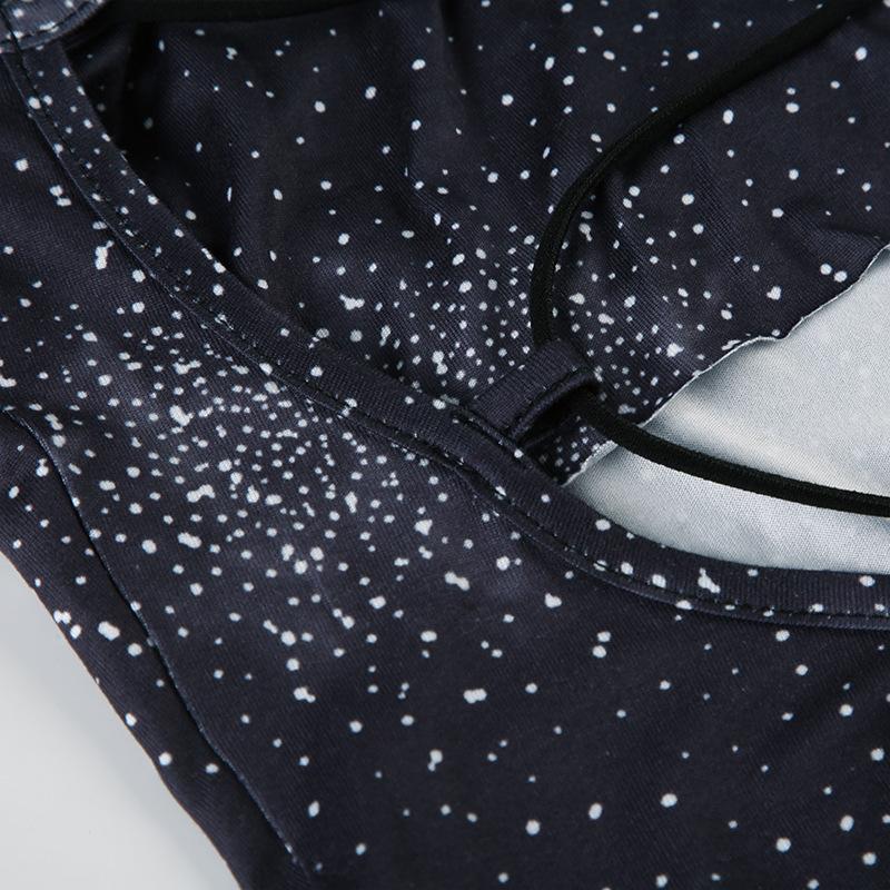 Print cross back backless cami maxi dress  | black rave dress