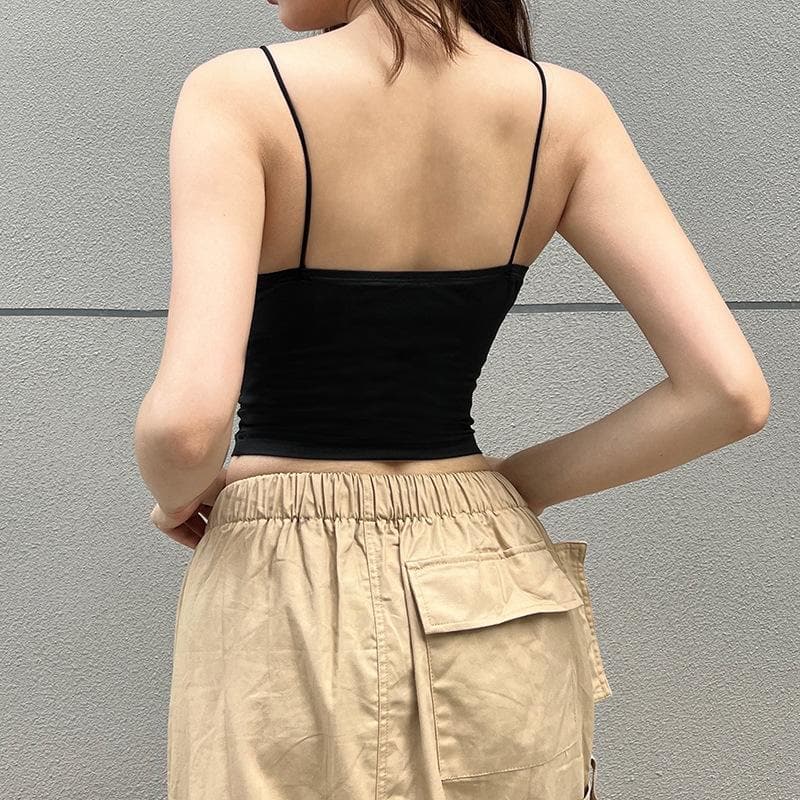Ruched hollow out solid bowknot backless cami cut out top