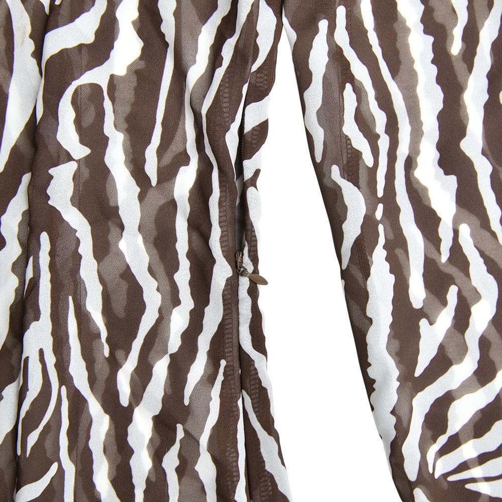 Sheer mesh see through zebra print long sleeve zip-up contrast maxi dress  | red tango dress  | samba dress