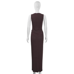 Sleeveless knitted maxi skirt set
