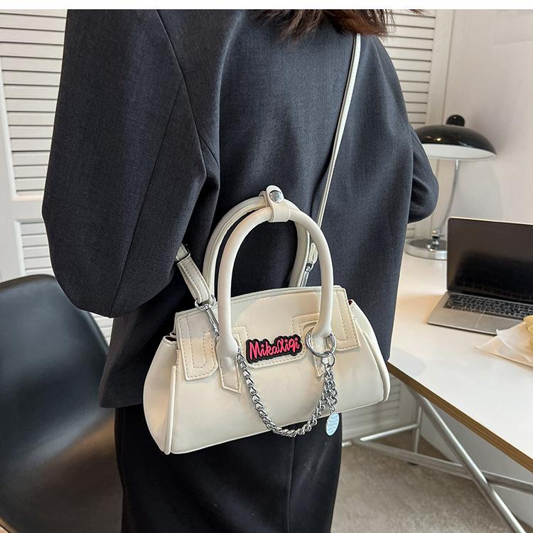 Contrast PU metal chain crossbody purses