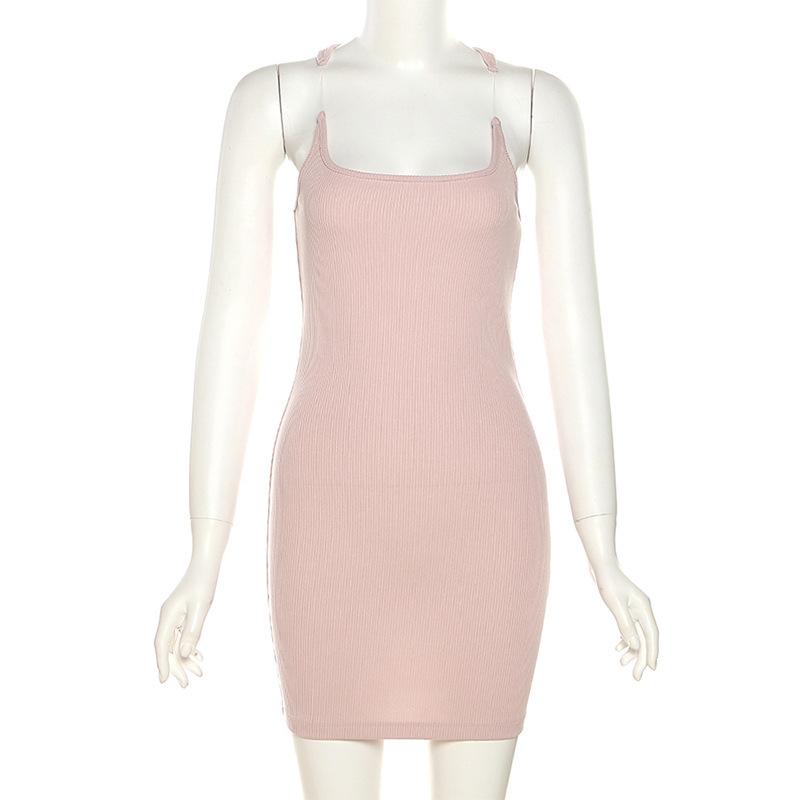 U neck solid cami mini dress