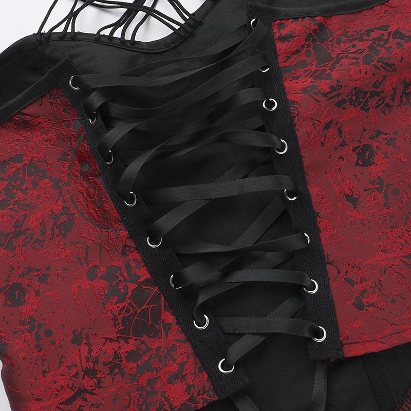 Halter o ring lace up backless top
