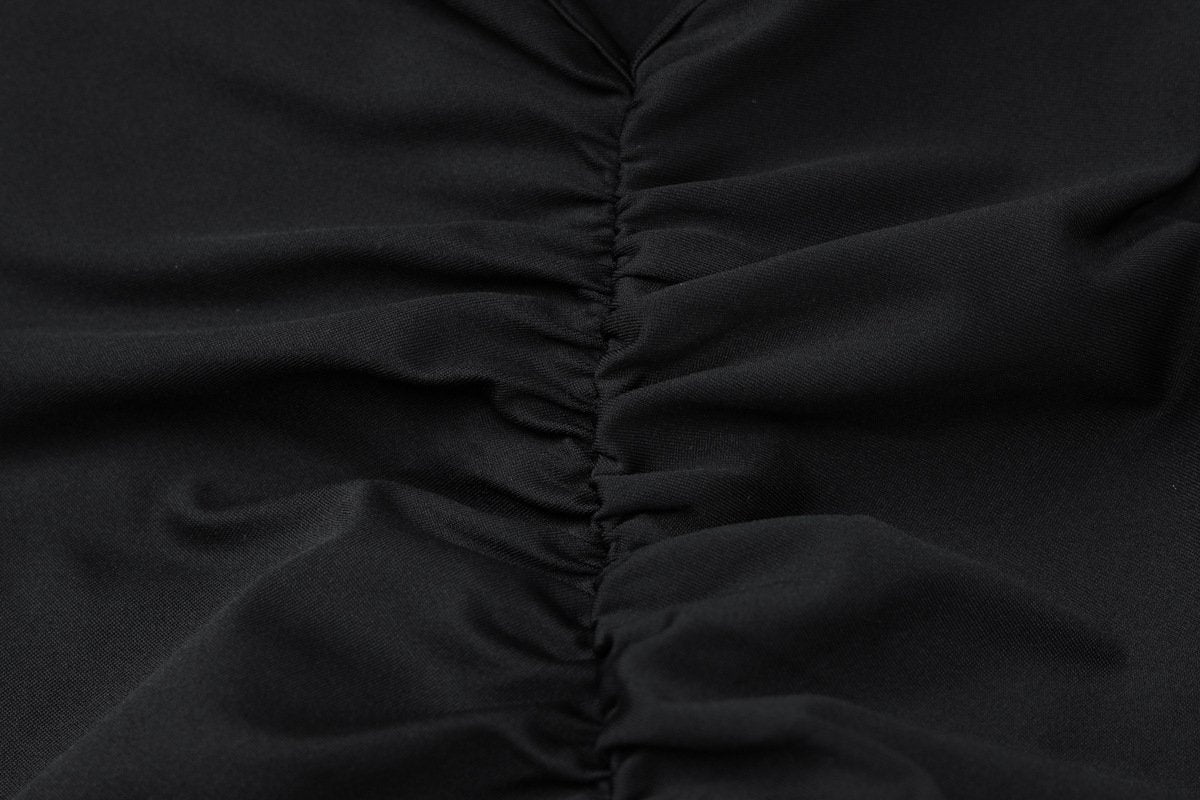 Long flared sleeve v neck ruched maxi dress