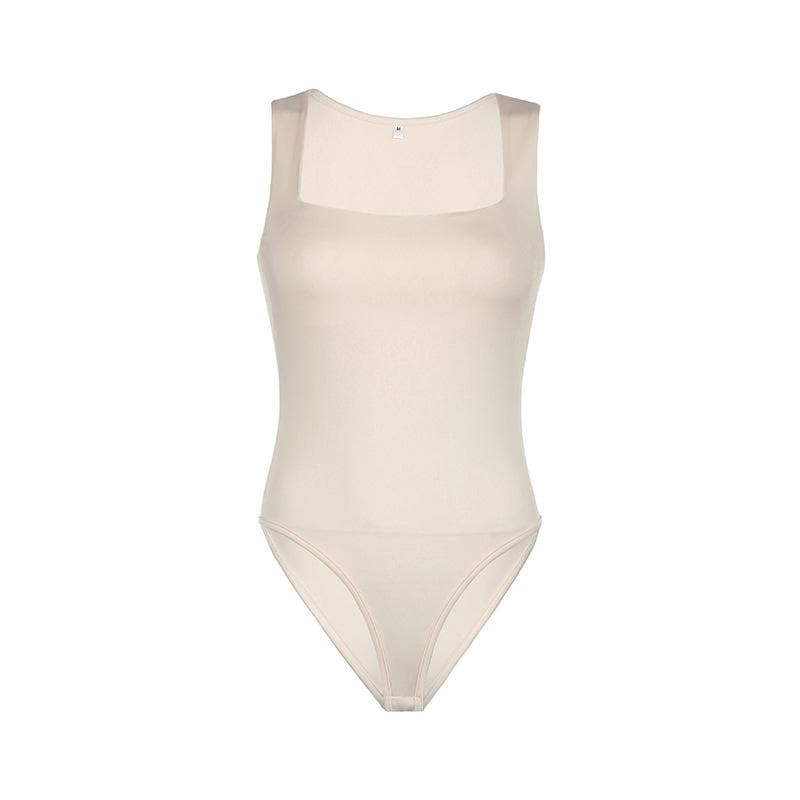 Square neck solid sleeveless tank bodysuit