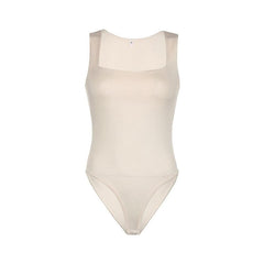 Square neck solid sleeveless tank bodysuit