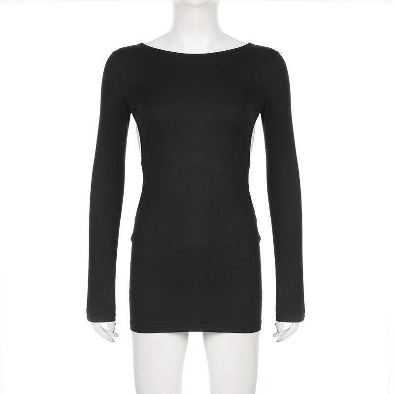 Long sleeve hollow out backless mini dress