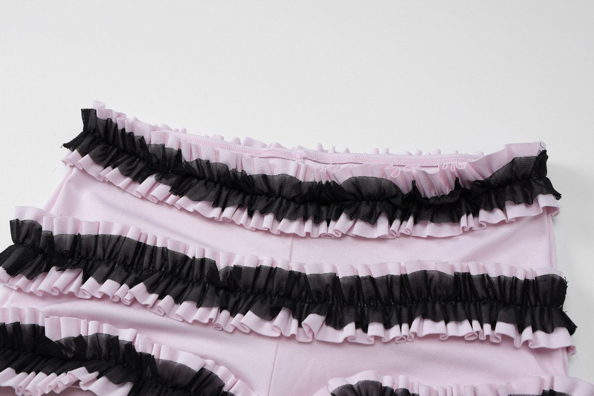 Ruffle ruched knotted stitch cami pant set