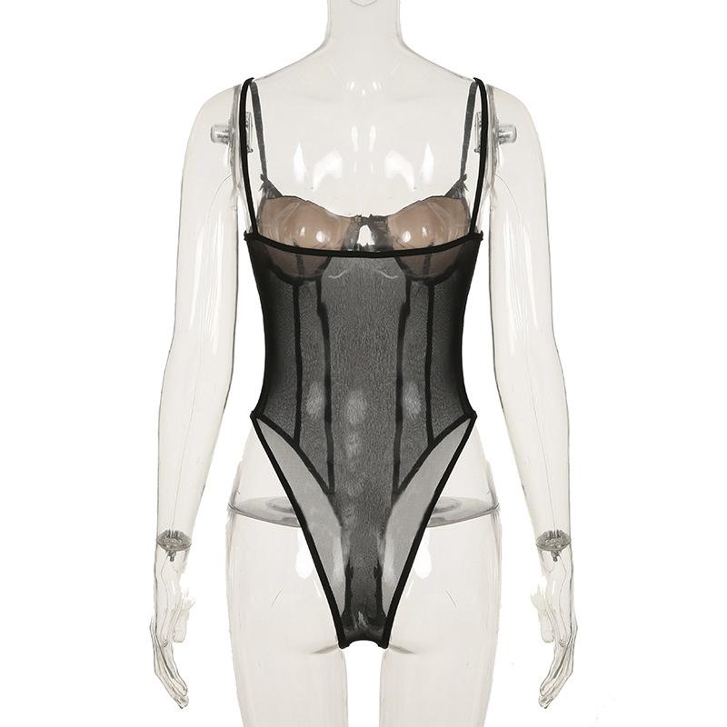 Sweetheart neck corset bowknot mesh cami bodysuit