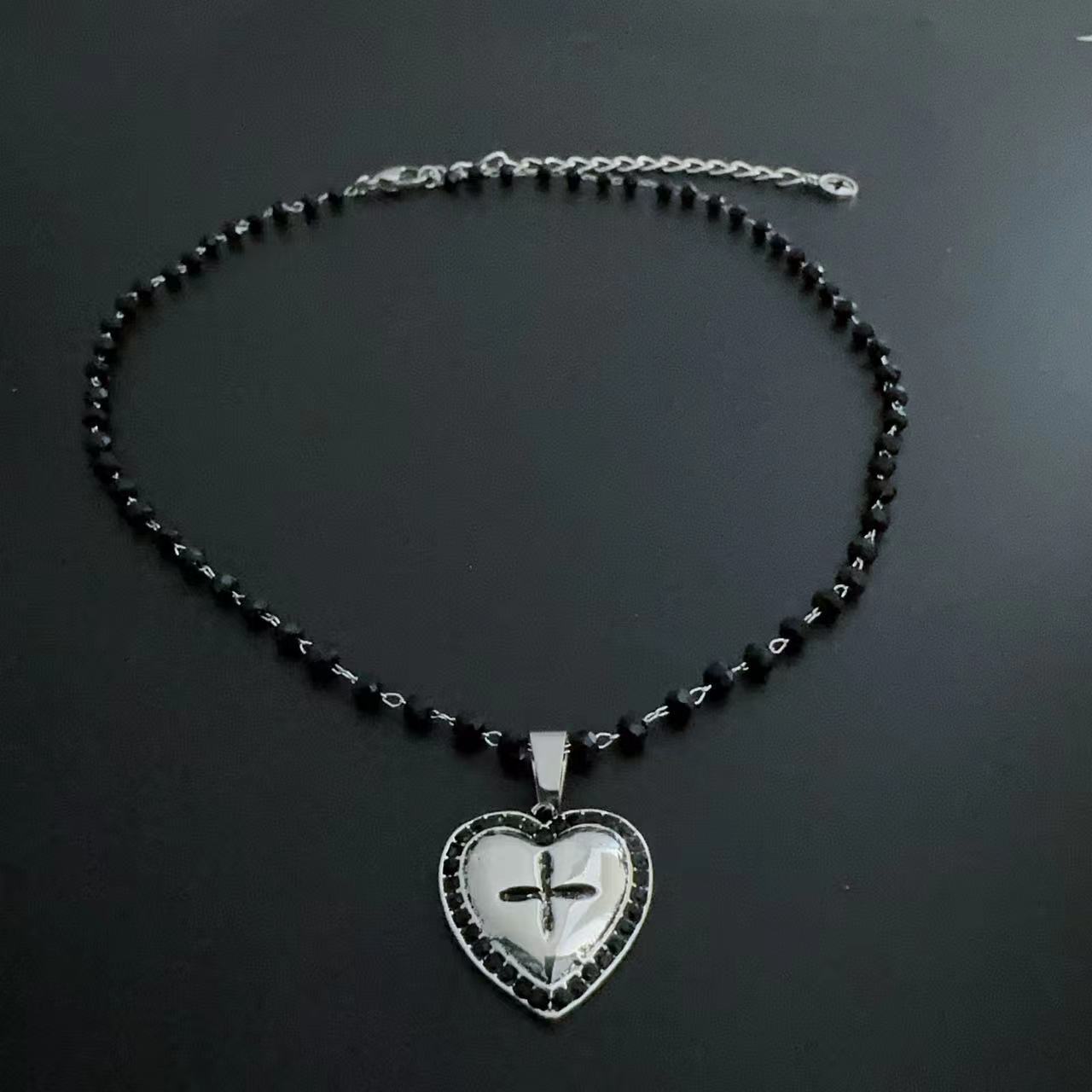 Heart cross beaded 2 pcs necklace