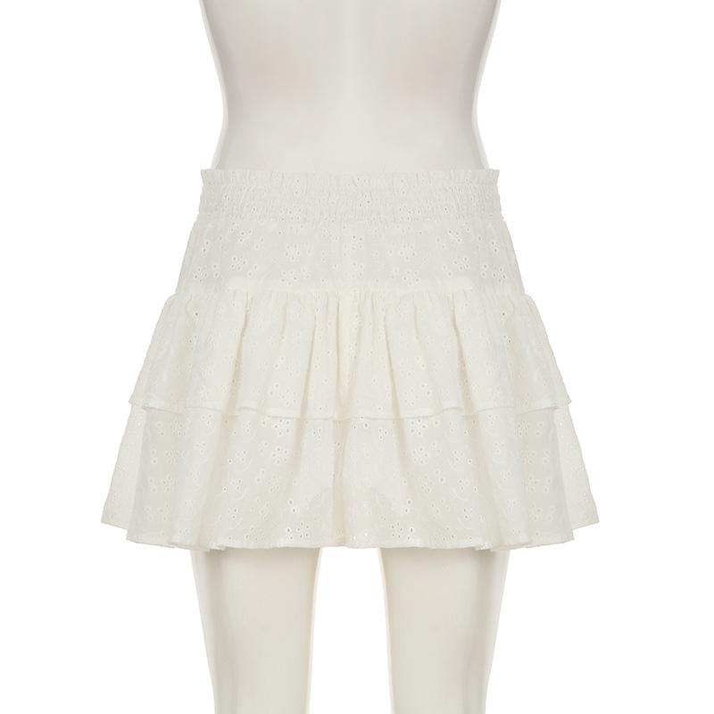 A line hollow out solid mini skirt