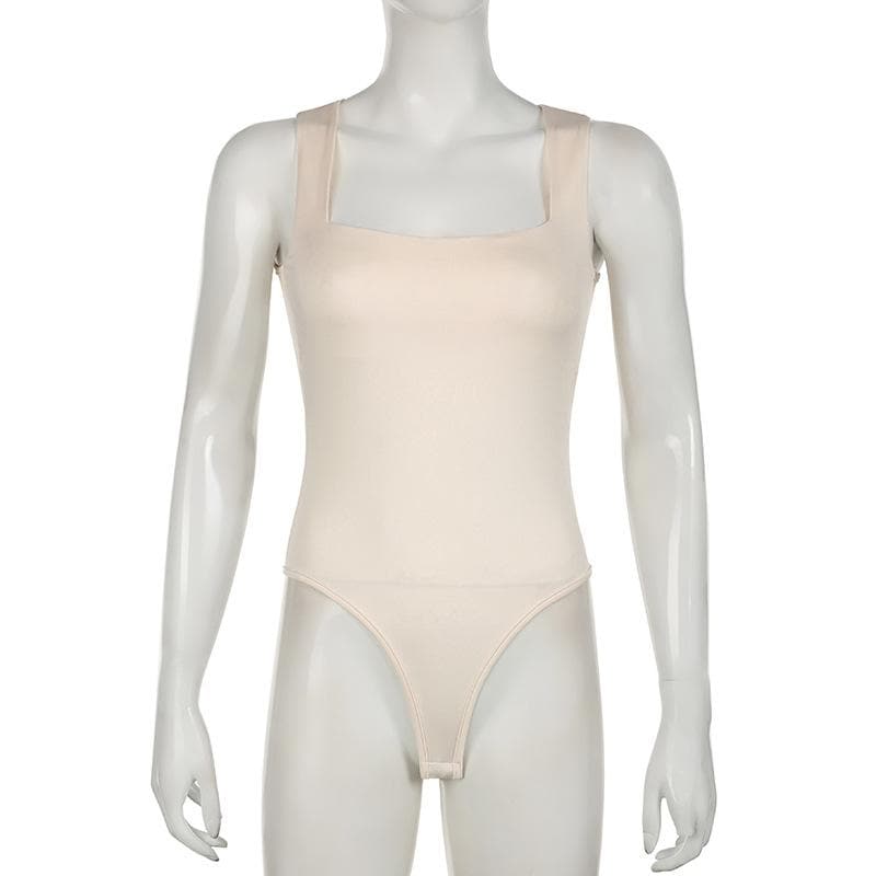 Square neck solid sleeveless tank bodysuit