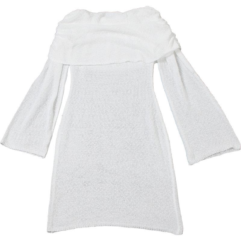 Long sleeve off shoulder knitted mini dress